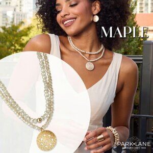 NWT Park Lane "Maple" Multi-Strand Faceted Cream Bead Statement Pendant Necklace